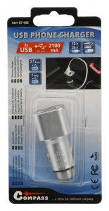 Zástrčka 12/24V 2xUSB 5V (1,0+2,1A) METAL - 024056