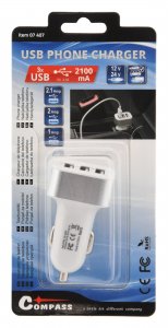 Zástrčka 3xUSB 12-24V 5V/3100mA - 024070