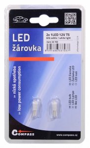 Žárovka 1LED 12V T5 bílá 2ks - 024308