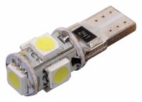 Žárovka 5 SMD LED 12V T10 s rezistorem CAN-BUS ready bílá