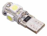 Žárovka 5 SMD LED 12V T10 s rezistorem CAN-BUS ready bílá - 024335