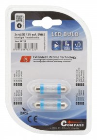 Žárovka 4LED 12V suf. SV8.5 38mm modrá 2ks - 024341