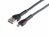 Nabíjecí a synchronizační kabel microUSB - s led diodou, opletený - 025431