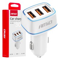 Nabíječka do auta 3x USB-A 30W