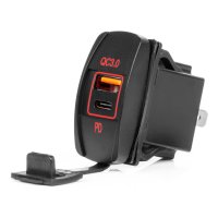 Nabíječka do auta s USB zásuvkami voděodolná USB + USB-C QC3.0 12V 24V