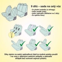 Potahy sedadel sada 9ks POLY šedé AIRBAG - 007735