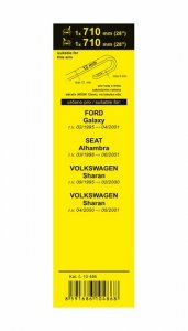 Stěrače FLAT SET (HOOK 12mm) 710+710mm - 010556